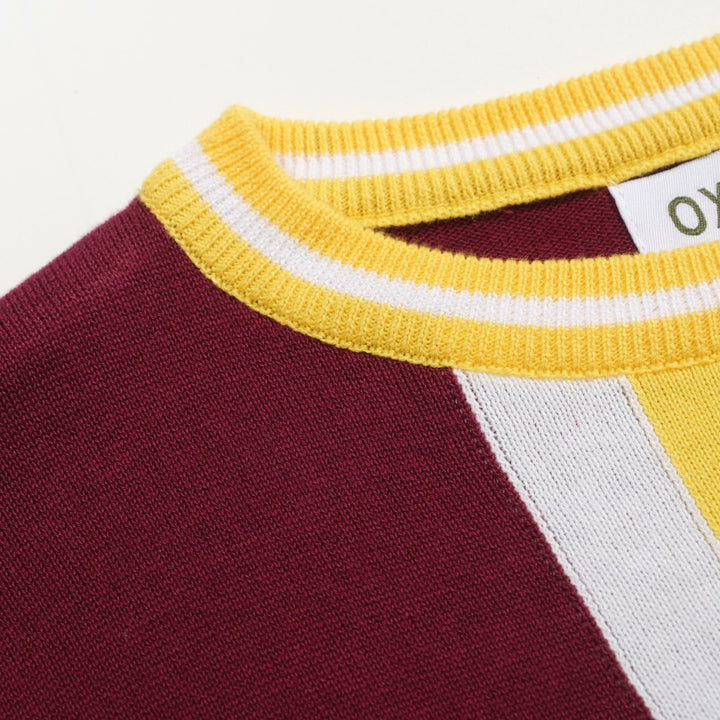 Women's deep red vintage 60's striped knit dress