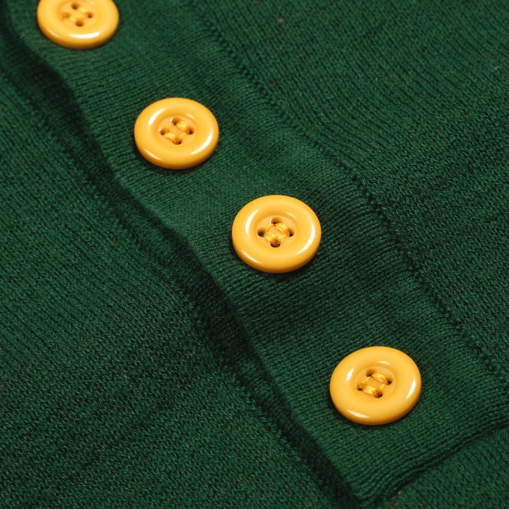 Men's green tiger Jacquard vintage knit polo shirt