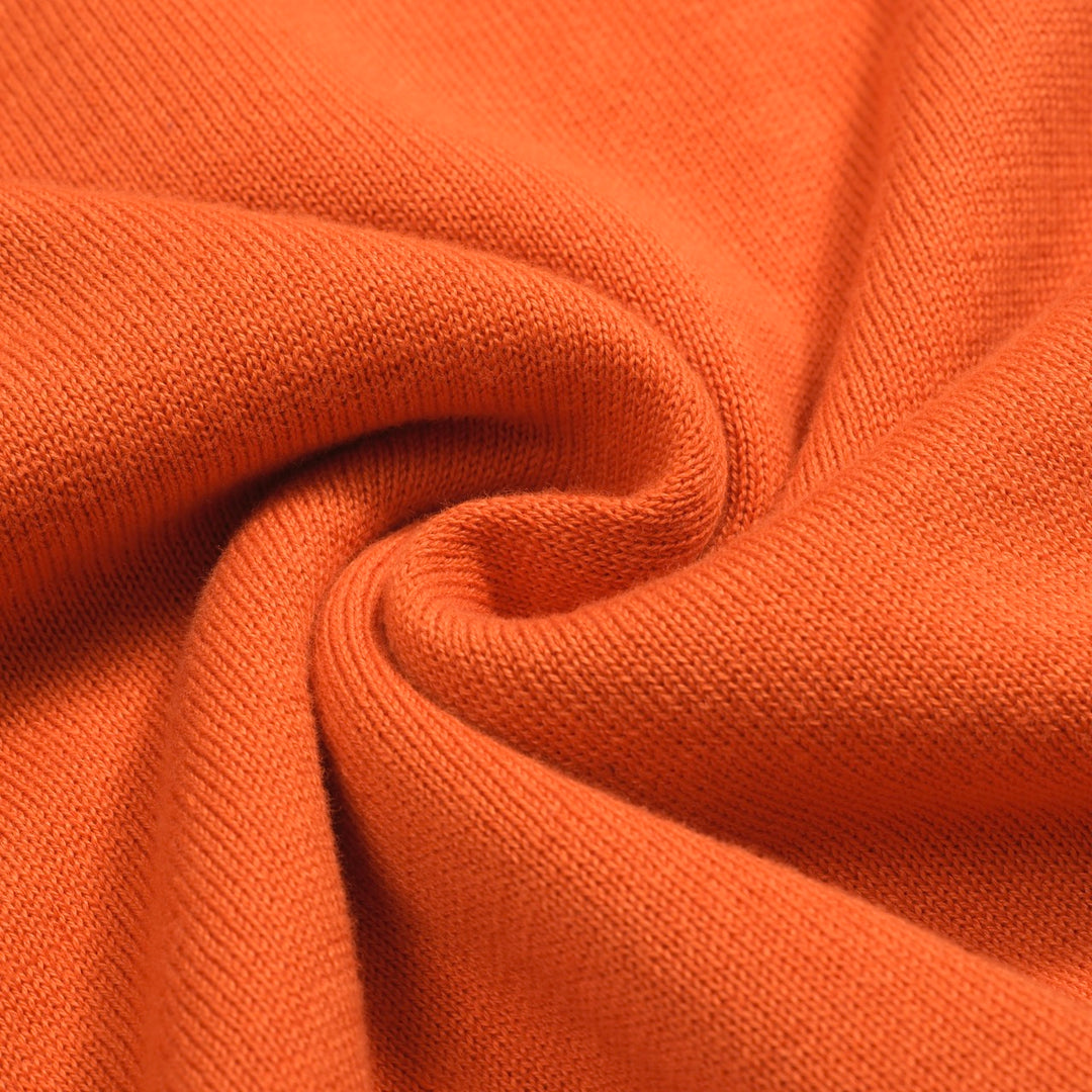 Men's orange vintage jacquard casual knit polo shirt
