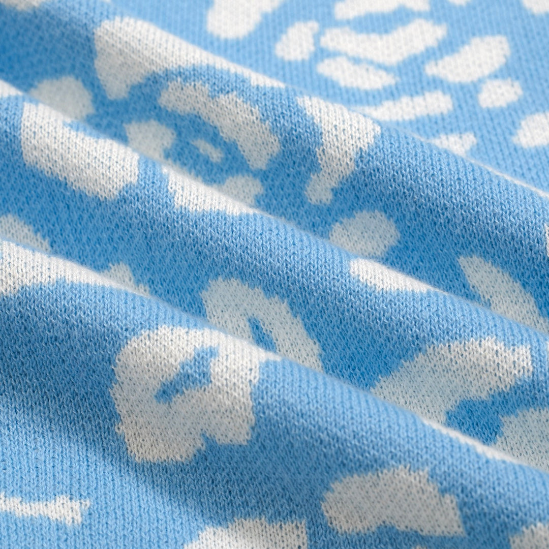 Men's blue vintage jacquard cardigan