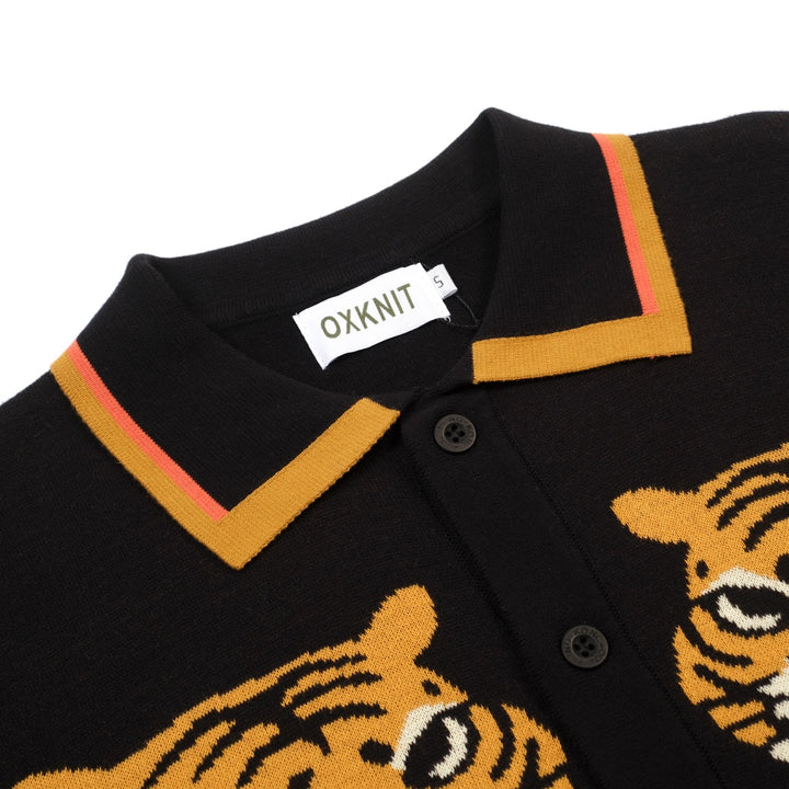 Zwart vintage Tiger Fashion gebreid herenvest