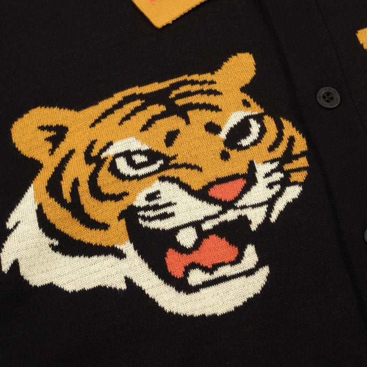 Zwart vintage Tiger Fashion gebreid herenvest