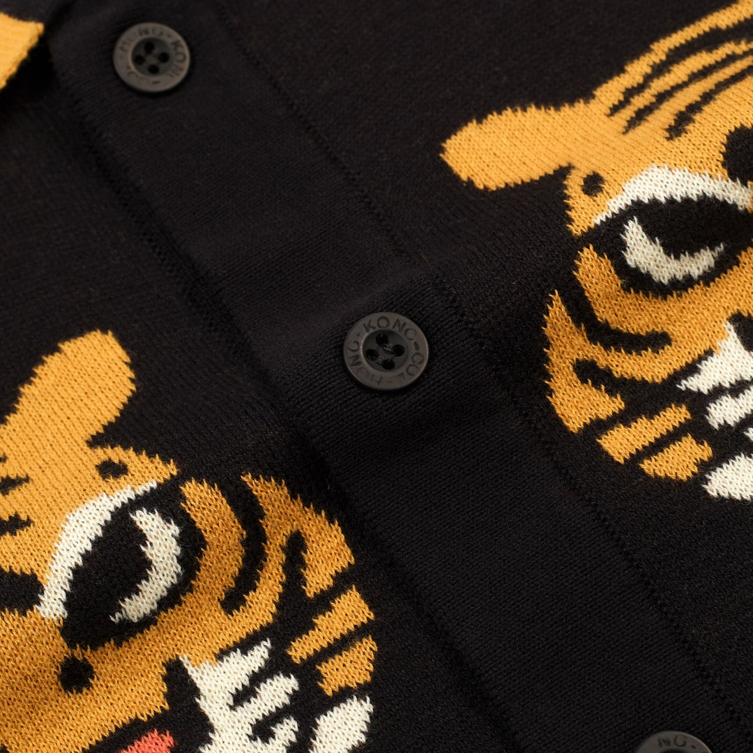 Zwart vintage Tiger Fashion gebreid herenvest