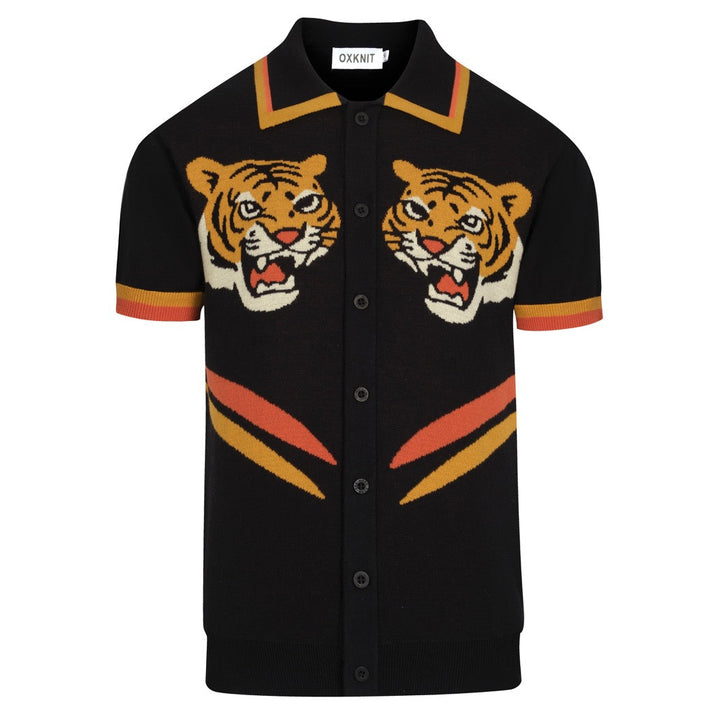 Zwart vintage Tiger Fashion gebreid herenvest