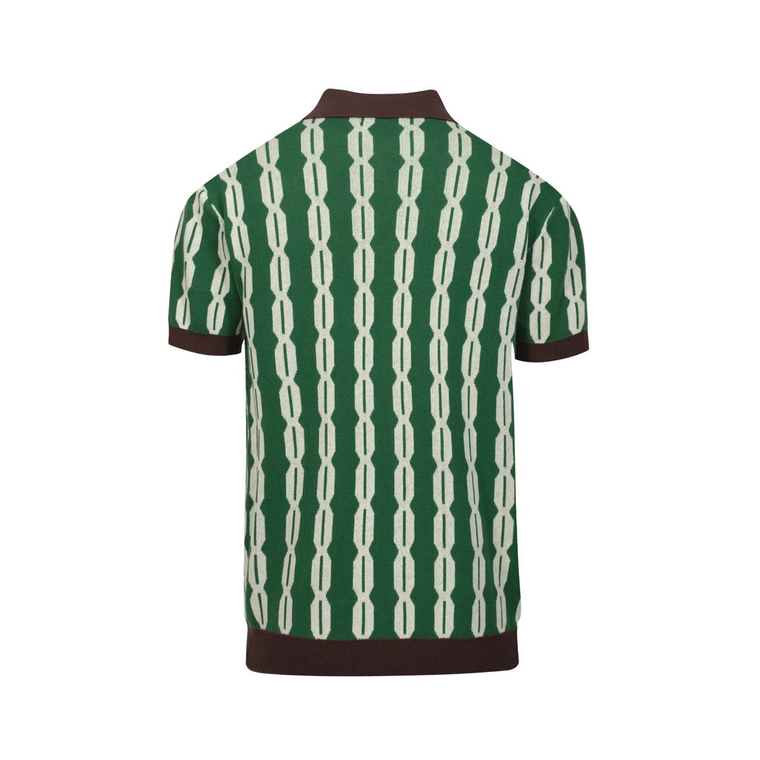 Men's green casual vintage jacquard cardigan