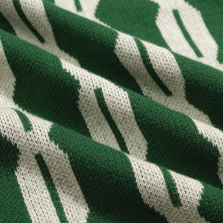 Men's green casual vintage jacquard cardigan