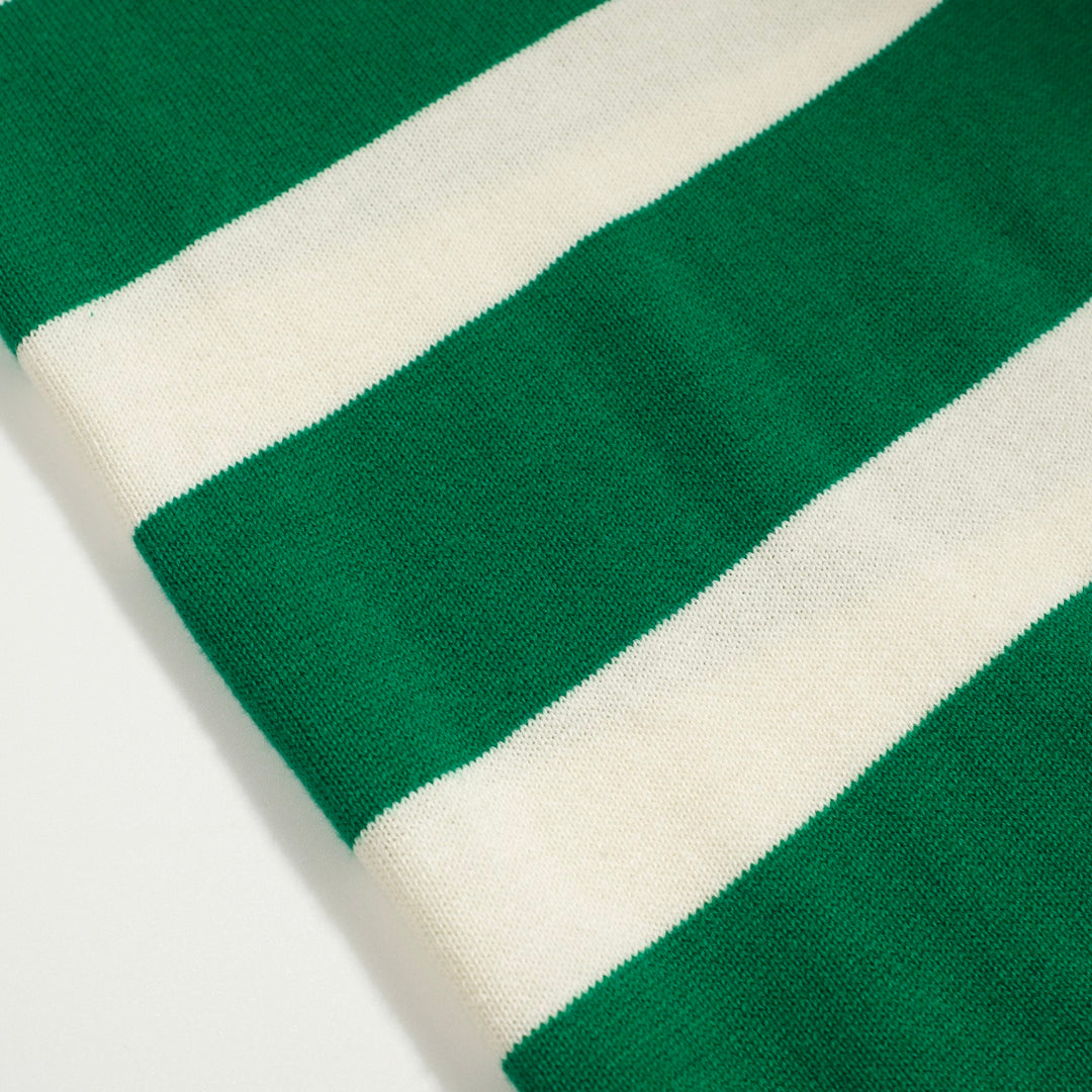 Women's green striped jacquard polo
