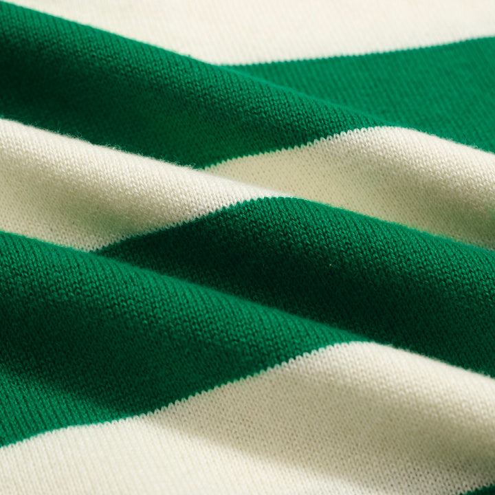 Women's green striped jacquard polo