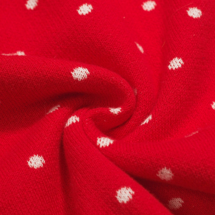 Kvinders røde polka dot jacquard strikket poloshirt