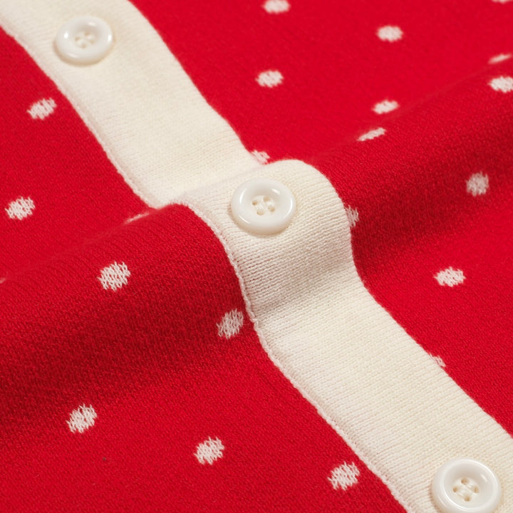 Kvinders røde polka dot jacquard strikket poloshirt