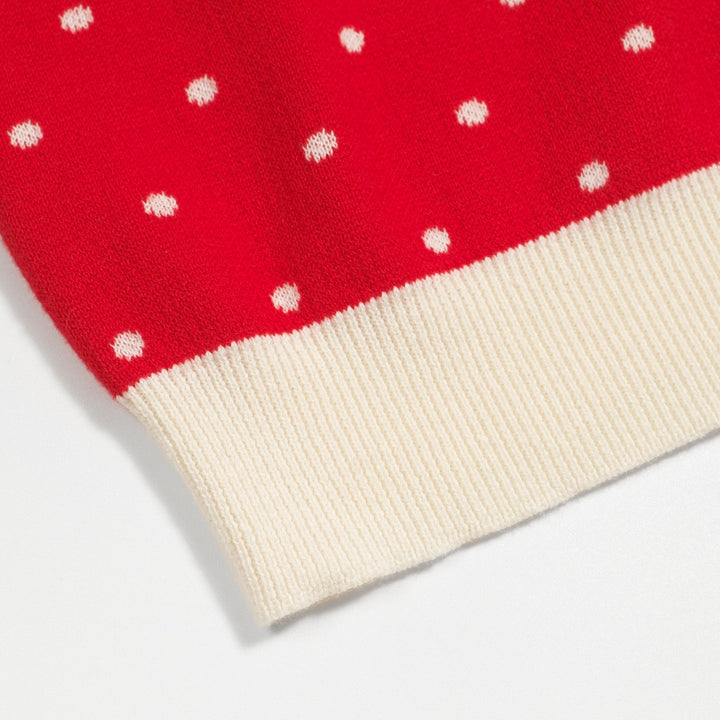Kvinders røde polka dot jacquard strikket poloshirt