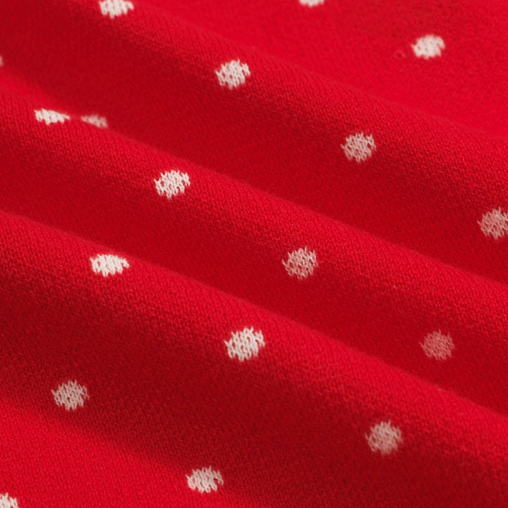Kvinders røde polka dot jacquard strikket poloshirt