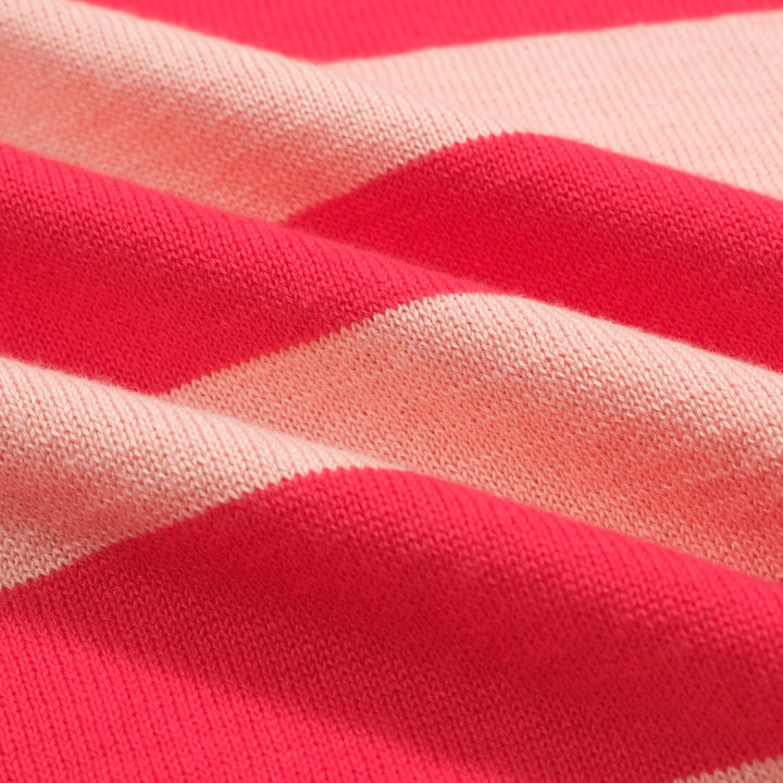 Women's pink striped jacquard knit polo shirt