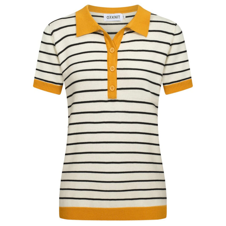 Women's yellow striped vintage polo shirt