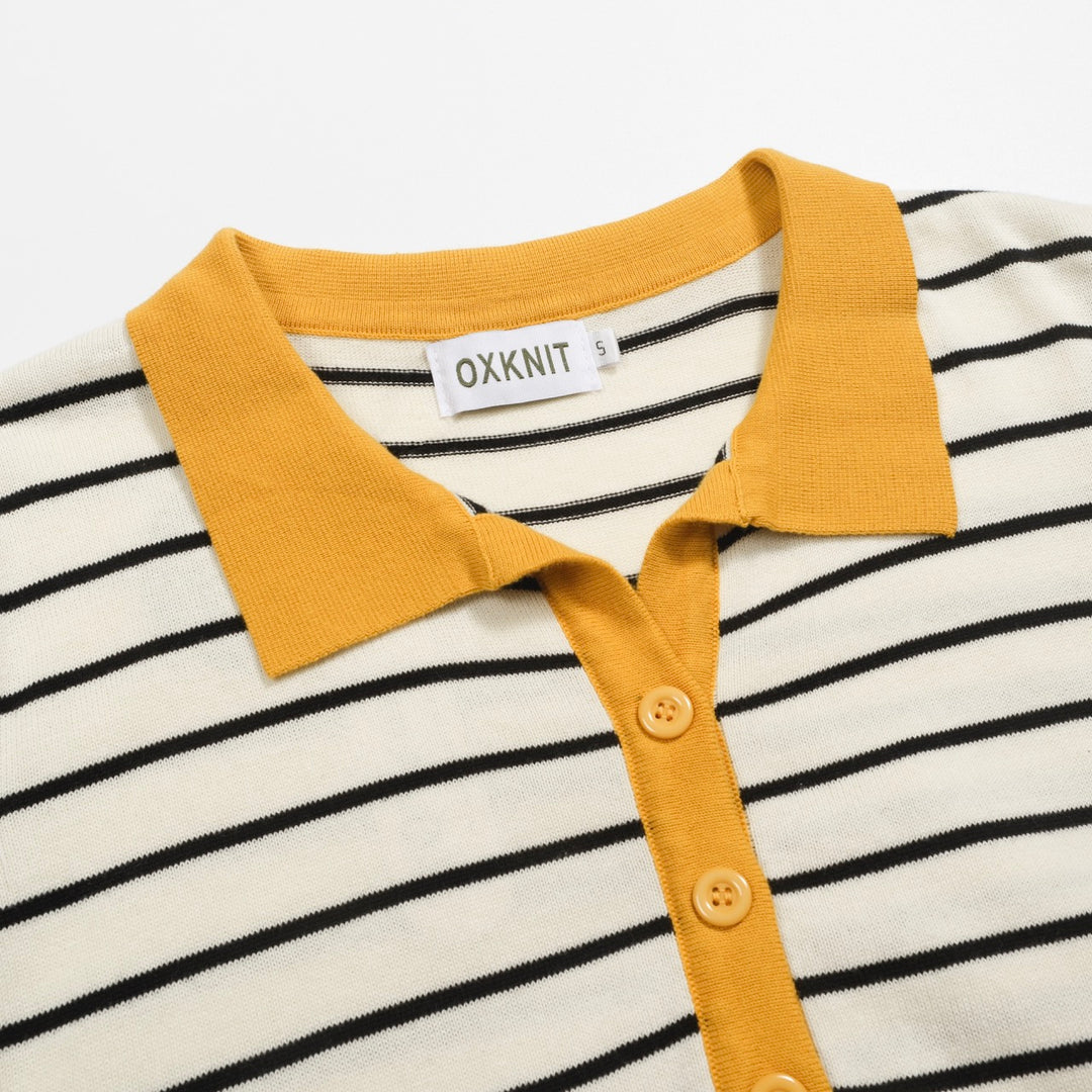 Women's yellow striped vintage polo shirt