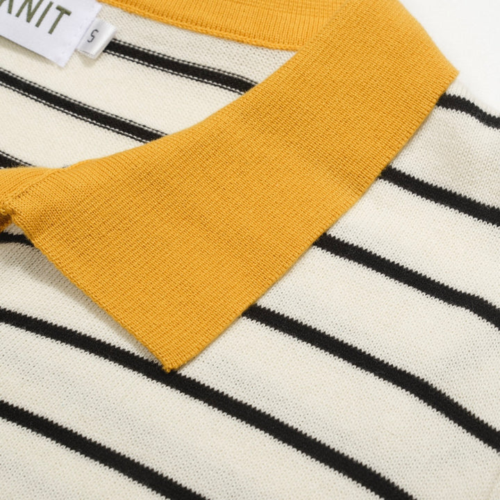Women's yellow striped vintage polo shirt
