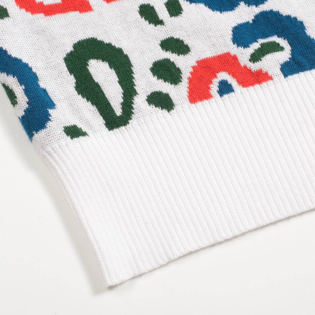 Jacquard Slope-Shoulder Knit T-shirt voor dames-Korte versiegrootte