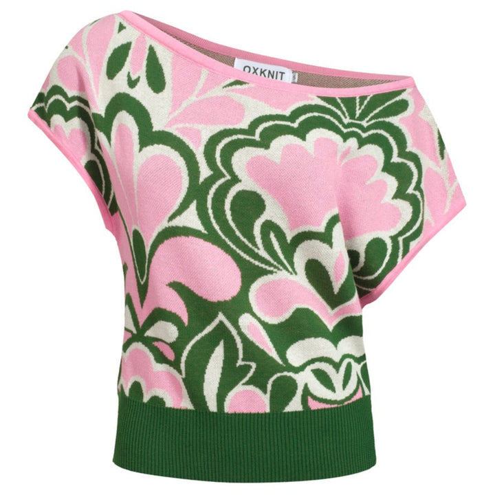 T-shirt en tricot à épaule verte pour femmes - taille courte de la version