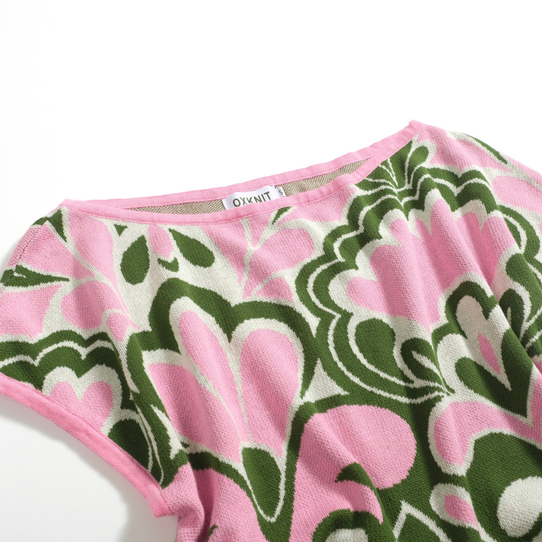 T-shirt en tricot à épaule verte pour femmes - taille courte de la version