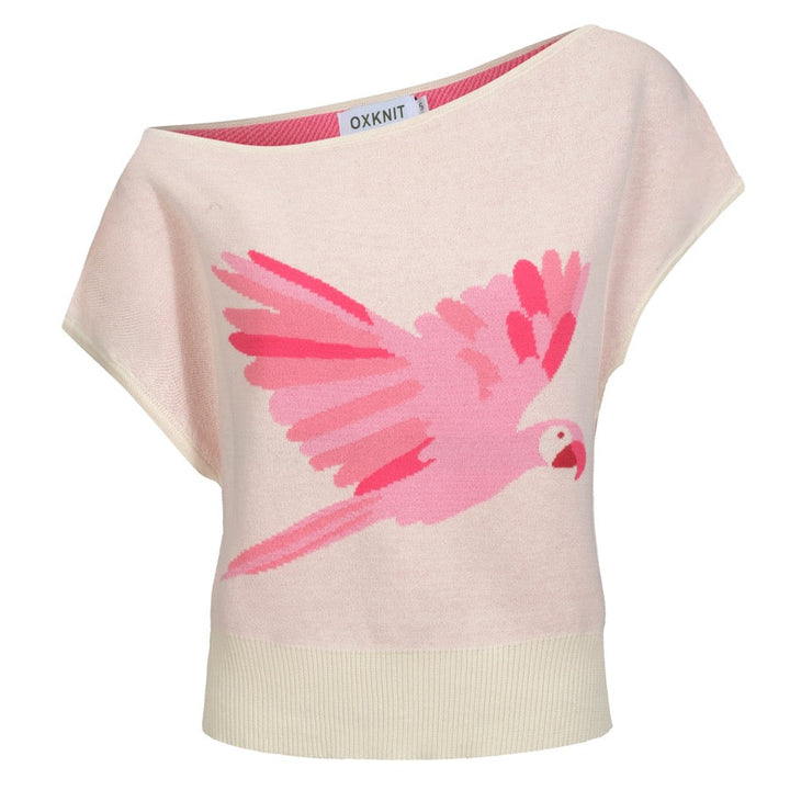 Γυναικείο μπλουζάκι πλεκτή ωμοπλάτη σε λευκό βερίκοκο - κοντή έκδοση