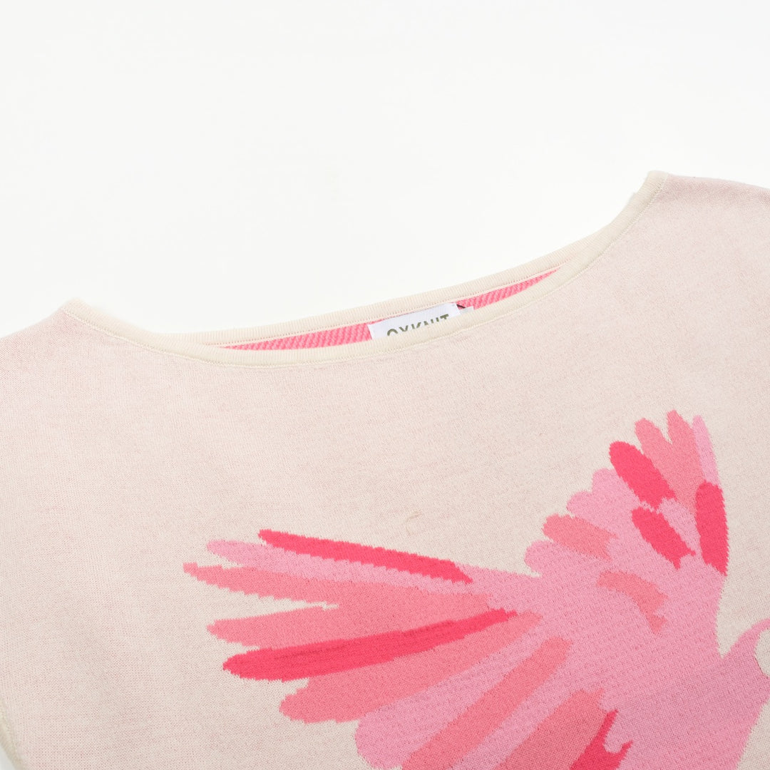 Γυναικείο μπλουζάκι πλεκτή ωμοπλάτη σε λευκό βερίκοκο - κοντή έκδοση