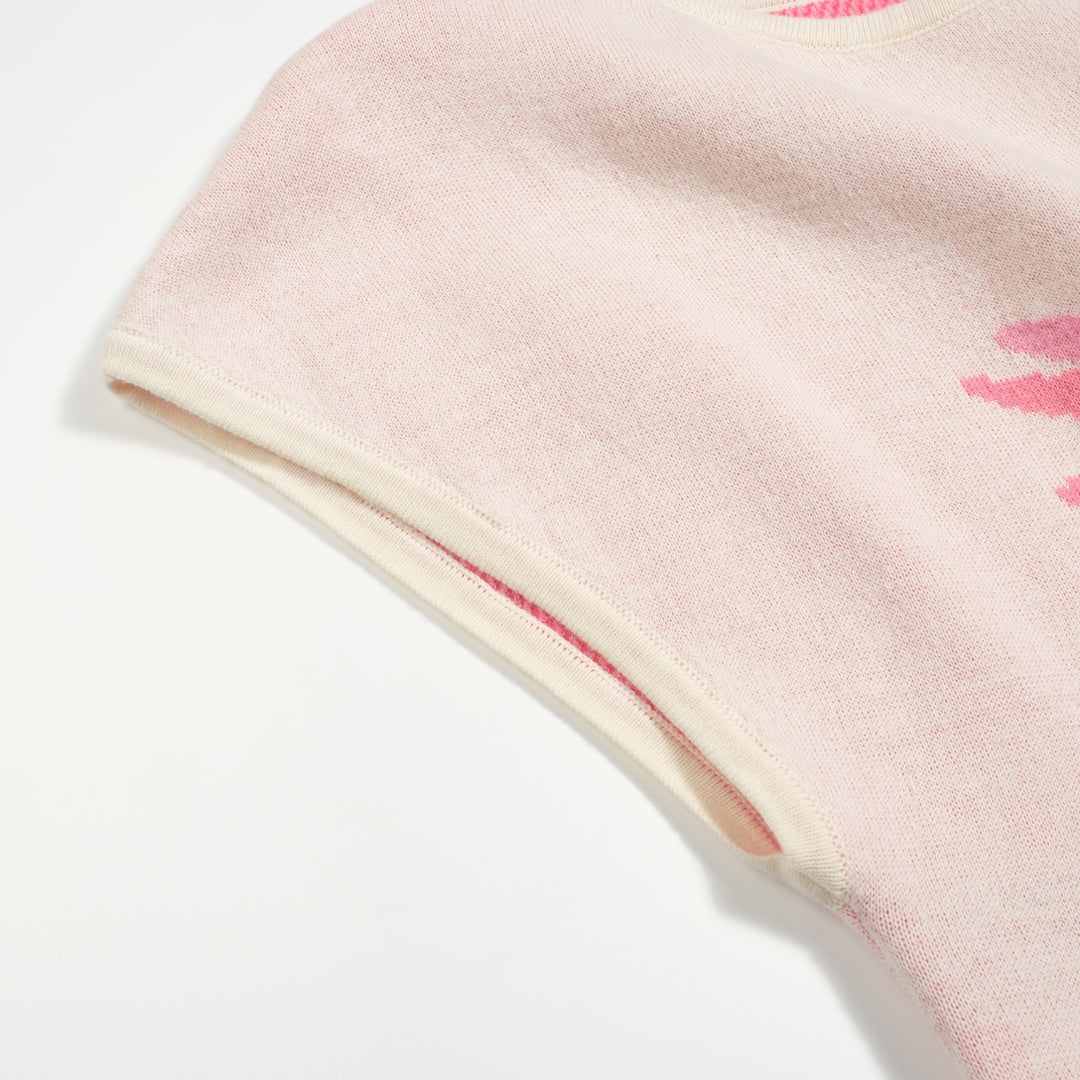 Γυναικείο μπλουζάκι πλεκτή ωμοπλάτη σε λευκό βερίκοκο - κοντή έκδοση