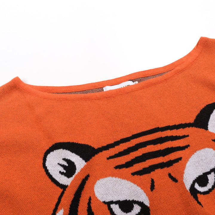 Frauen orangefarbene schultergestrickte T -Shirt - Kurzversion Größe