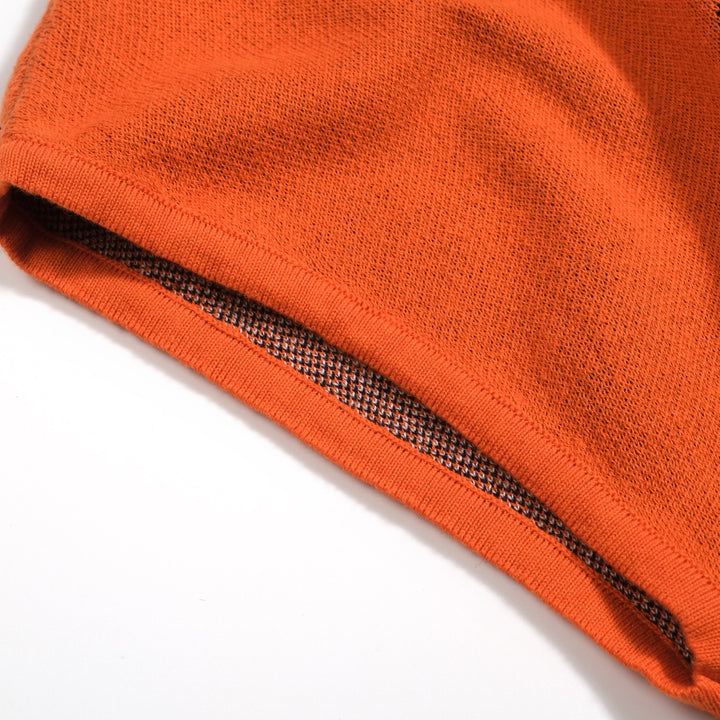 Frauen orangefarbene schultergestrickte T -Shirt - Kurzversion Größe