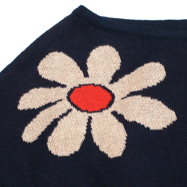 Women's Navy Knit T -shirt med diagonal axel - kort versionstorlek