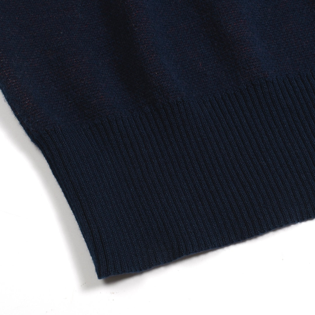 Women's Navy Knit T -shirt med diagonal axel - kort versionstorlek