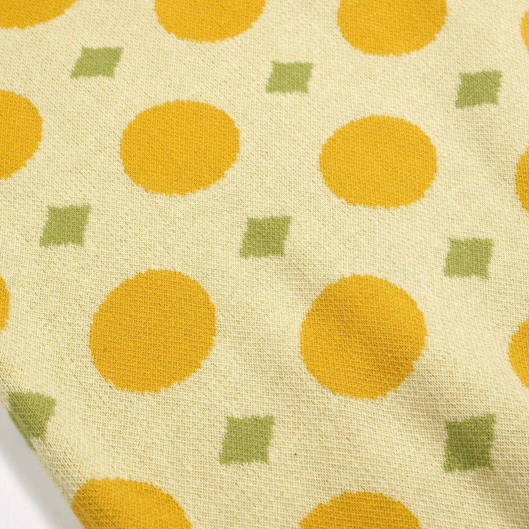 Men's yellow fruit jacquard vintage knitted polo shirt