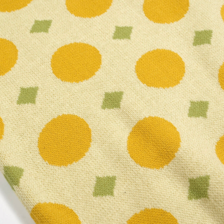 Men's yellow fruit jacquard vintage knitted polo shirt
