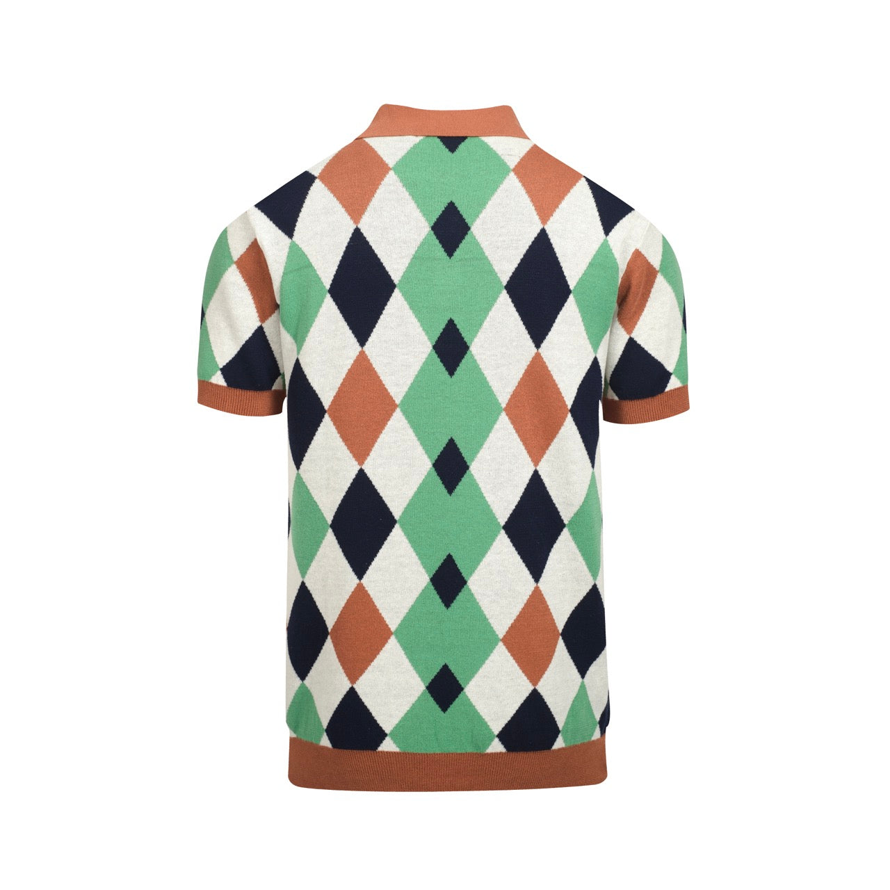 Men's multi-colored vintage casual jacquard knit polo shirt