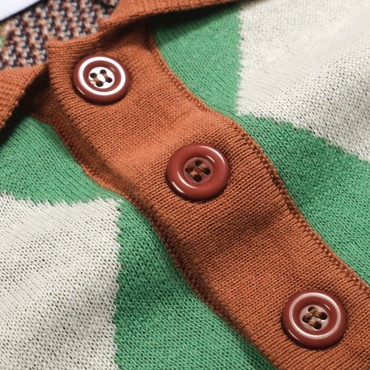 Men's multi-colored vintage casual jacquard knit polo shirt