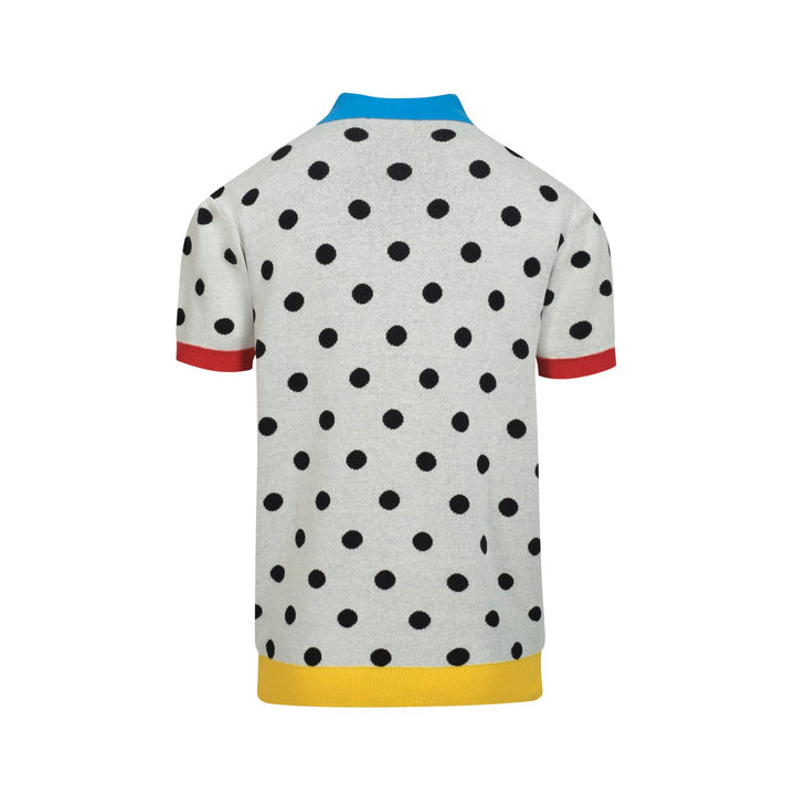 Men's polka dot contrast vintage knit cardigan