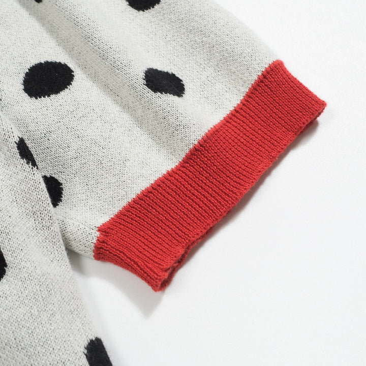 Men's polka dot contrast vintage knit cardigan