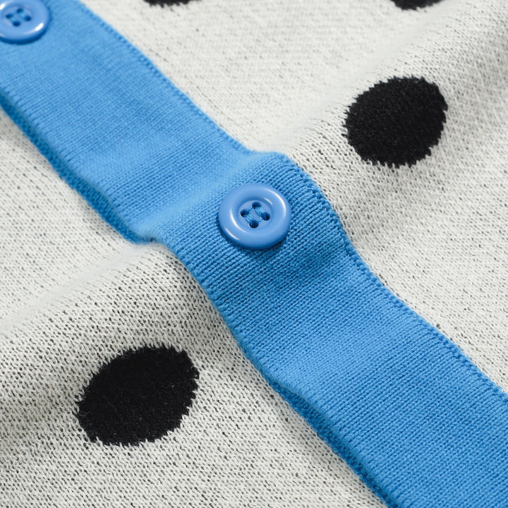 Men's polka dot contrast vintage knit cardigan
