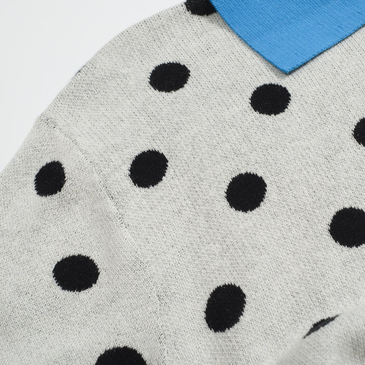 Men's polka dot contrast vintage knit cardigan