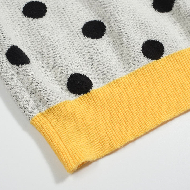 Men's polka dot contrast vintage knit cardigan