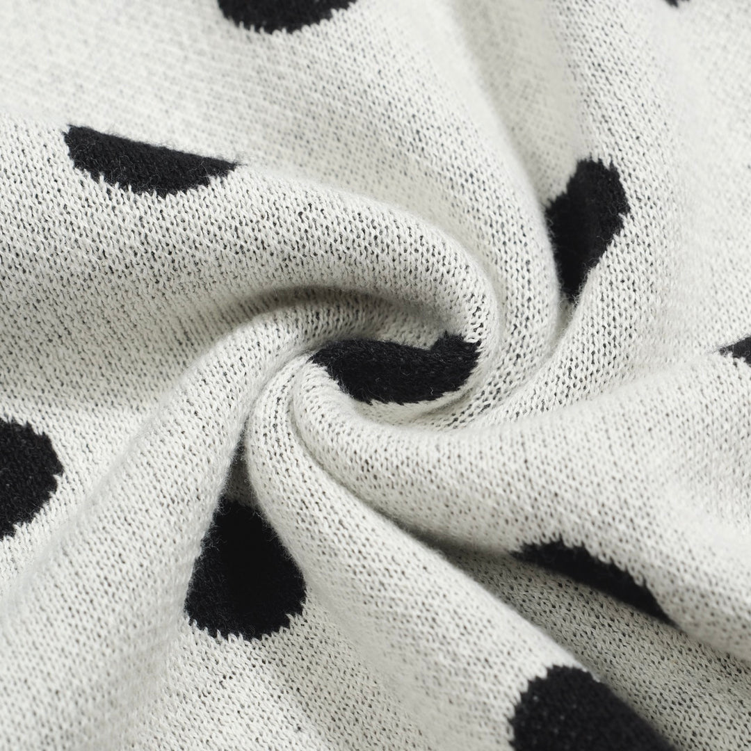 Men's polka dot contrast vintage knit cardigan