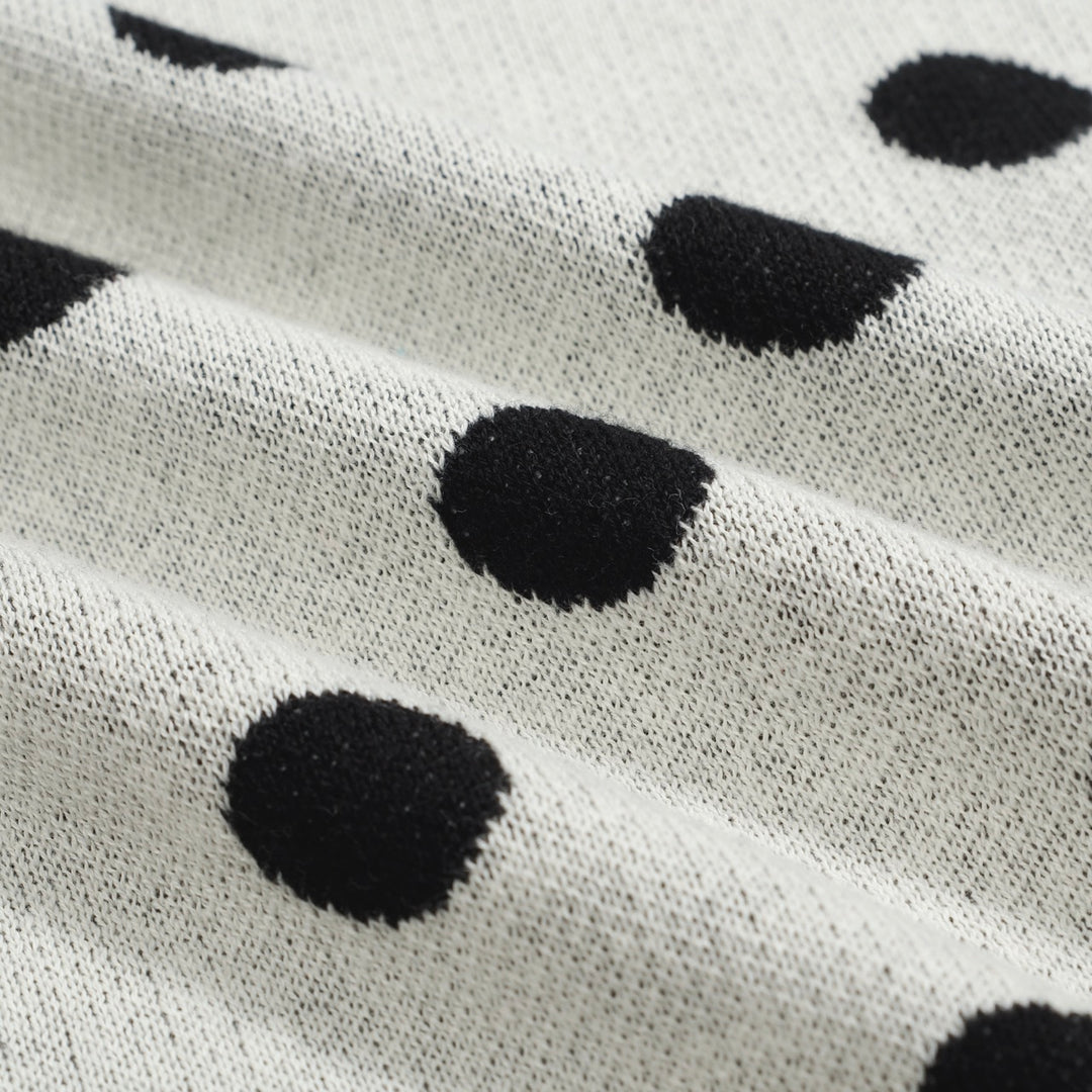 Men's polka dot contrast vintage knit cardigan