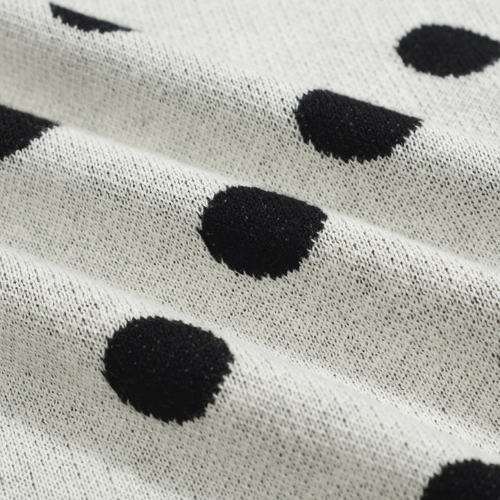 Men's polka dot contrast vintage knit cardigan