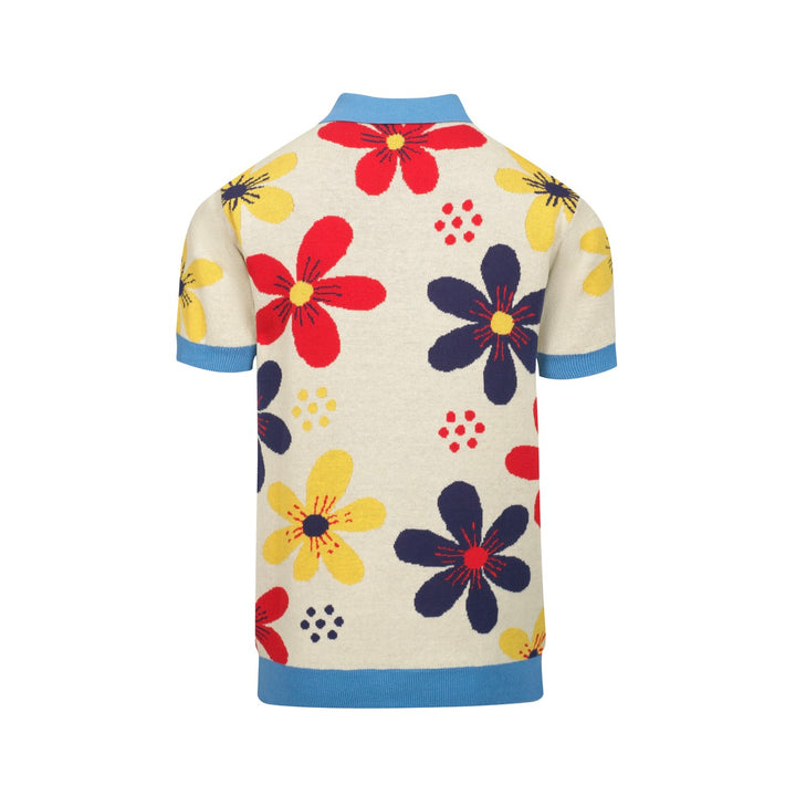 Men's apricot floral vintage knit cardigan