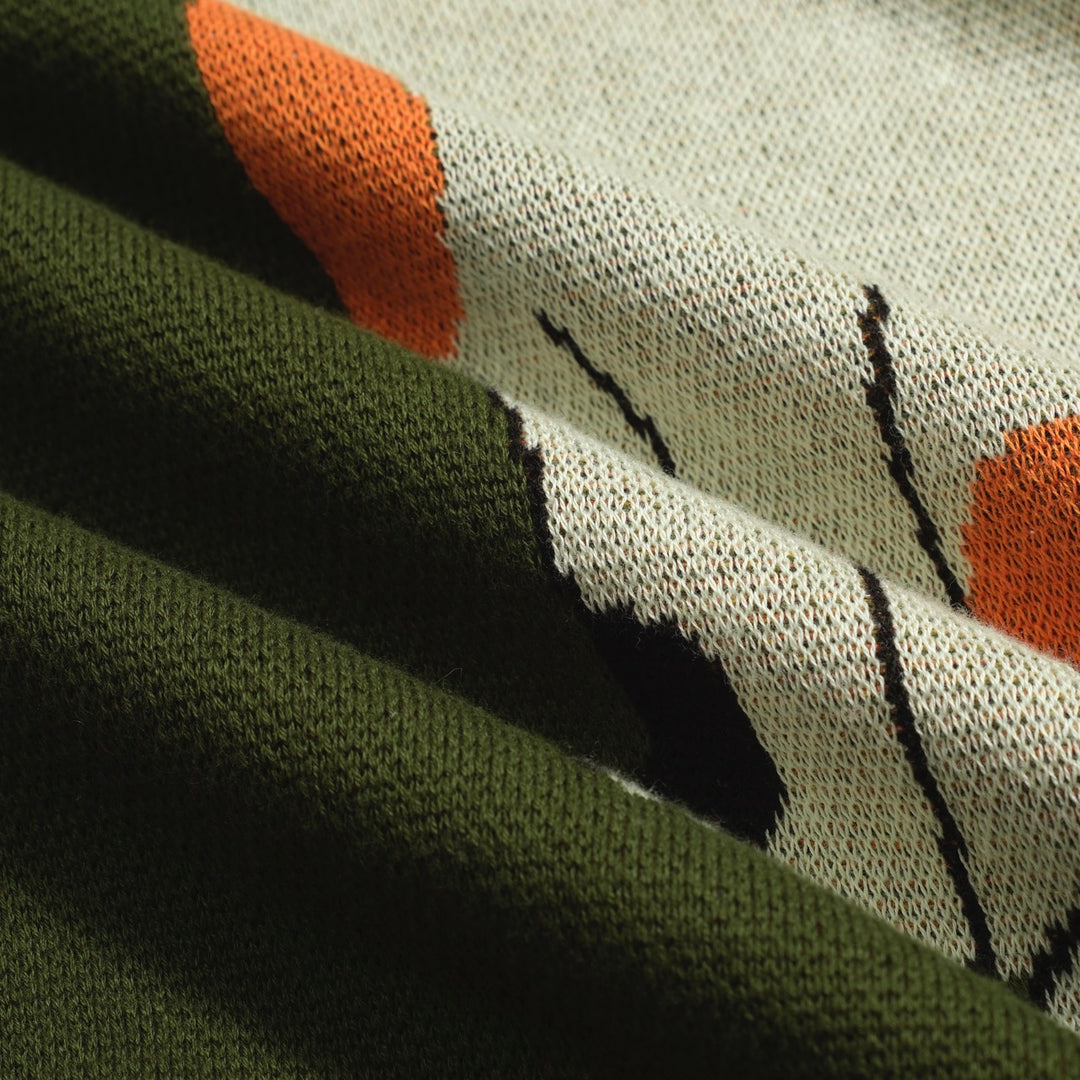 Green Cat Jacquard voor dames gebreide t-shirt