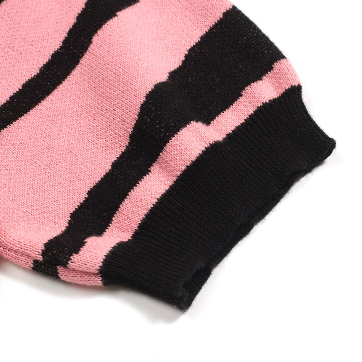 Women's pink zebra print tiger jacquard knitted T-shirt