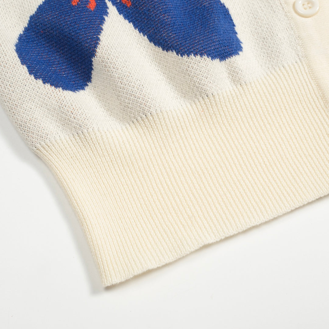 Fleur d'abricot blanc pour femmes cardigan tricoté jacquard