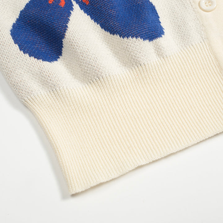 Fleur d'abricot blanc pour femmes cardigan tricoté jacquard