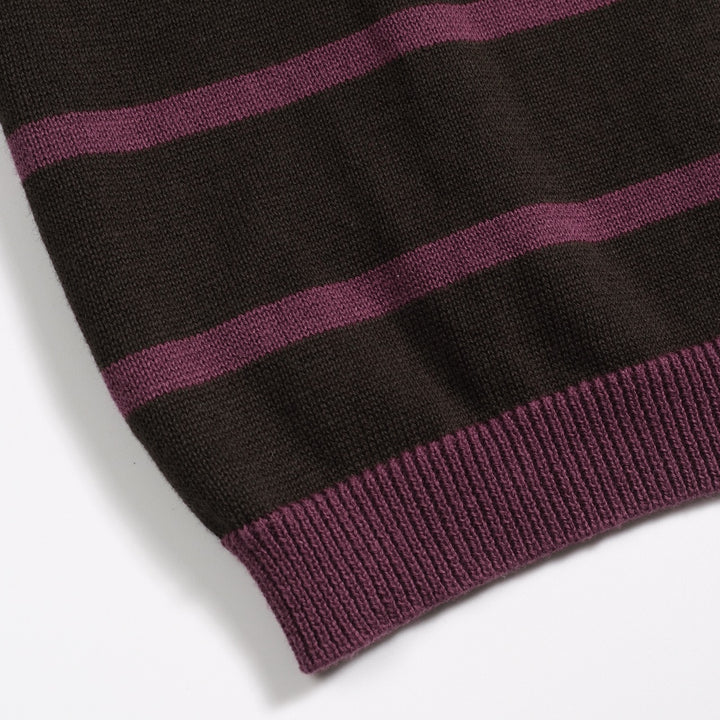 Kvinnors bruna randiga Jacquard V-hals polo