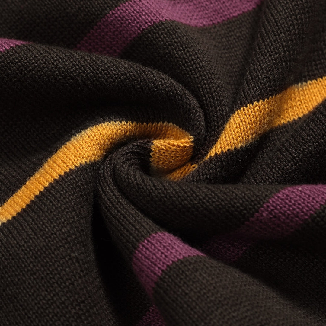 Kvinnors bruna randiga Jacquard V-hals polo