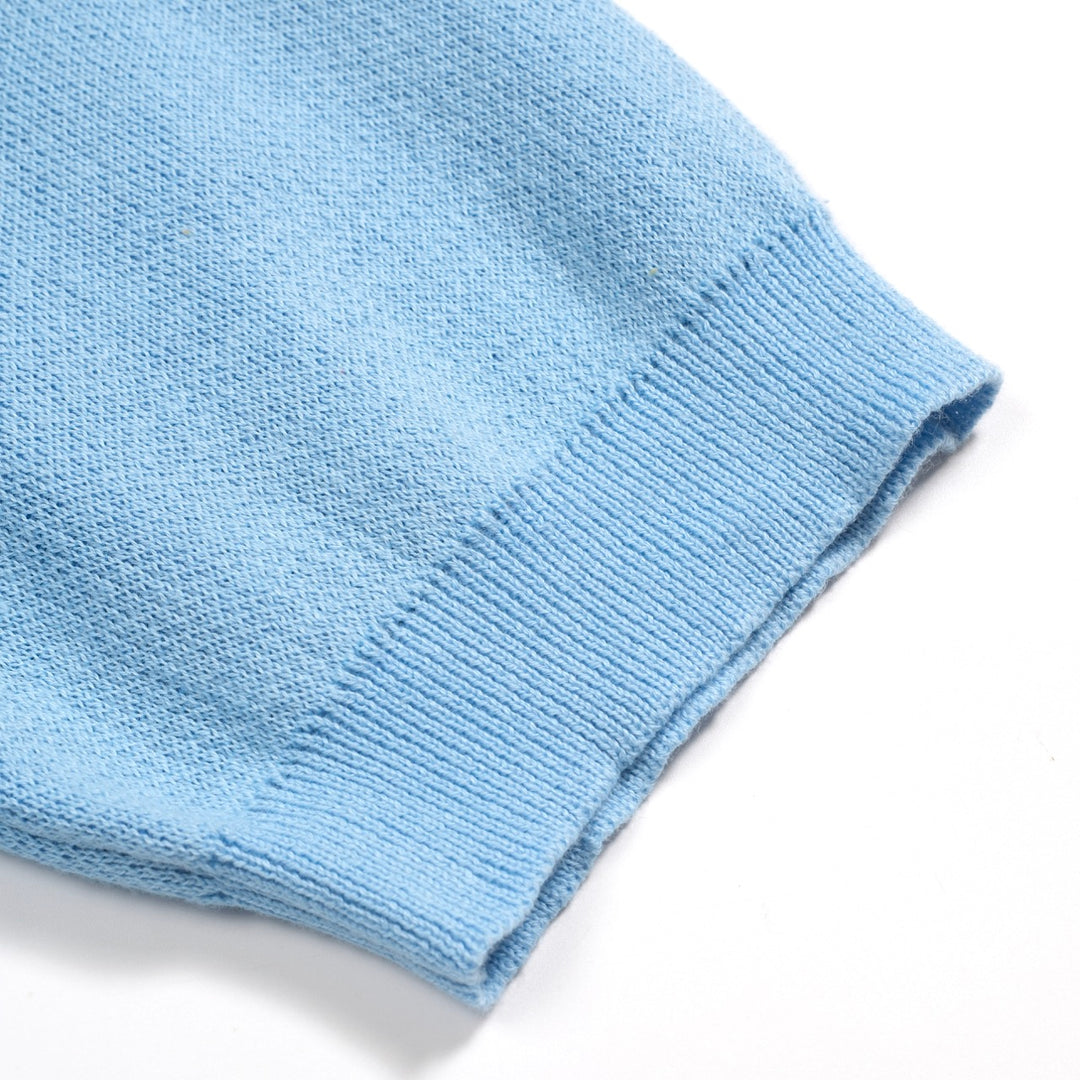 Mænds blå retro jacquard strikket cardigan